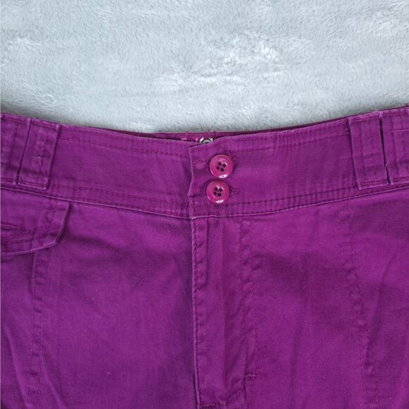 Gloria Vanderbilt Shorts Womens 8 Purple Cargo Rolled Cuff Stretch Style Janet - Picture 3 of 10